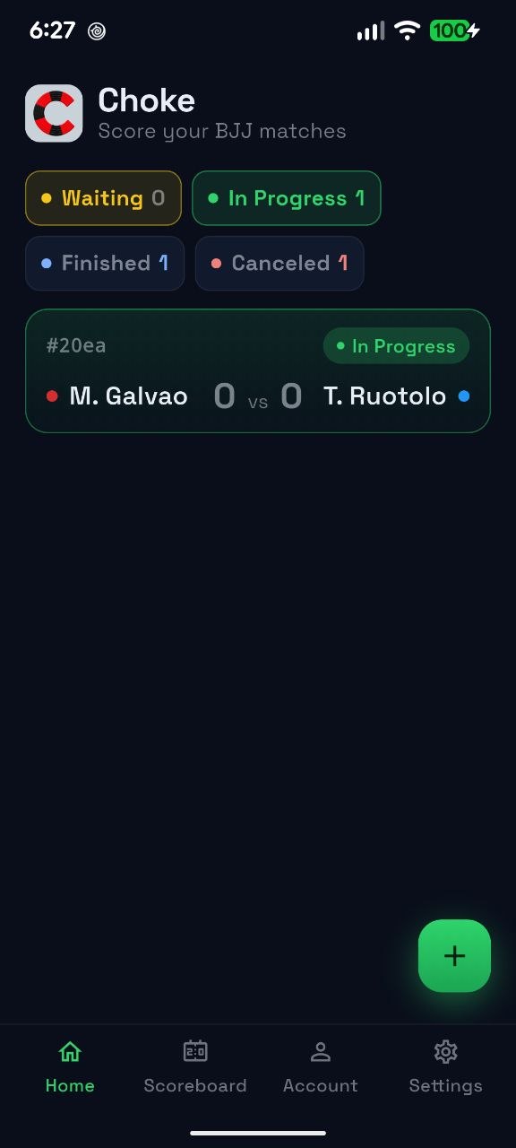 Choke match list on a phone