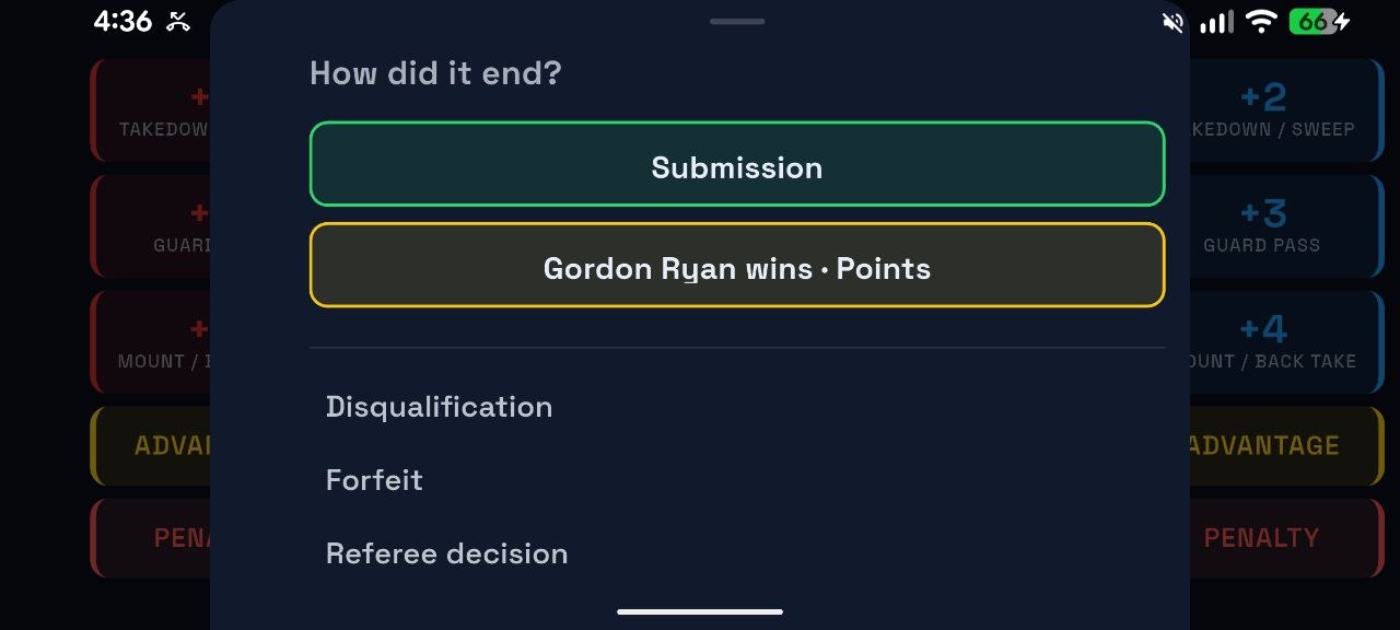 Finish a match